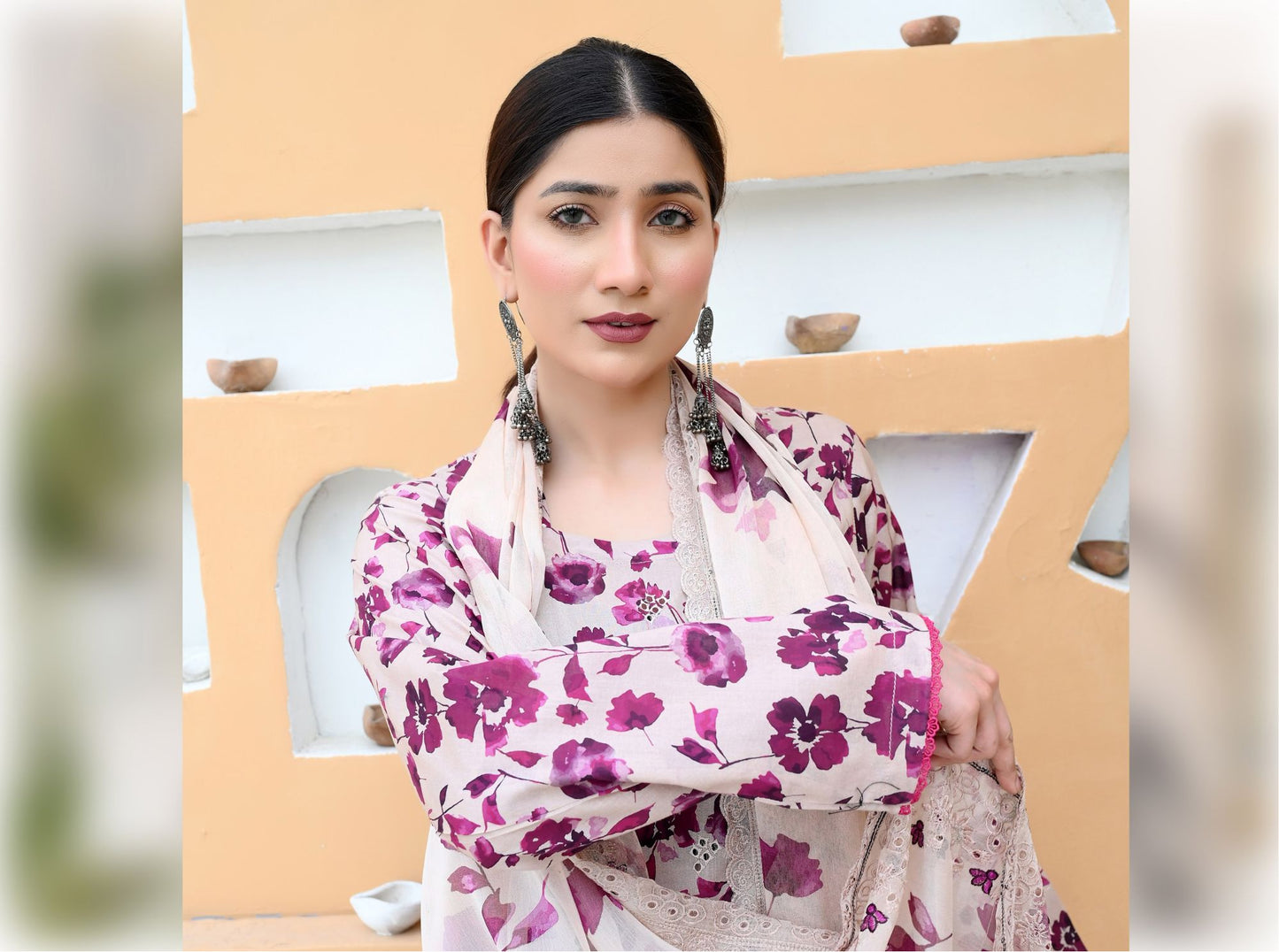 Florence - Festive Embroidered Luxury Lawn (Mustard Black)