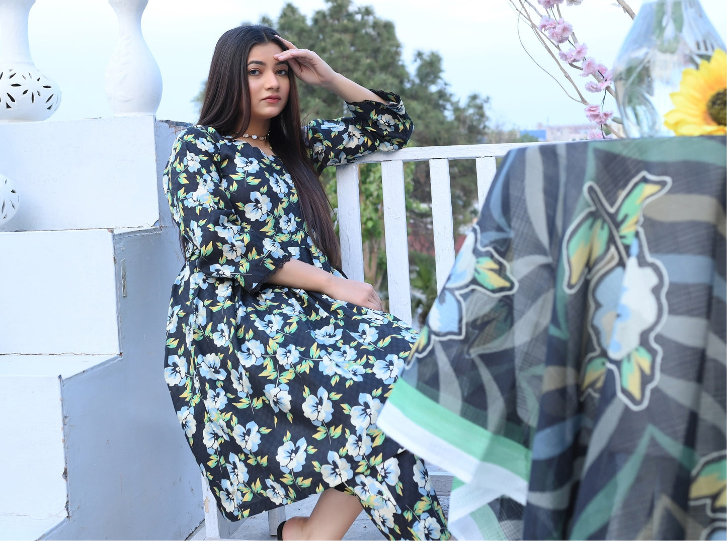 ✨ Mustani | 3-Piece Unstitched Suit with Vell Dupatta ✨ 🌸 Digitally Printed | Box Design | Elegant Look 🌸