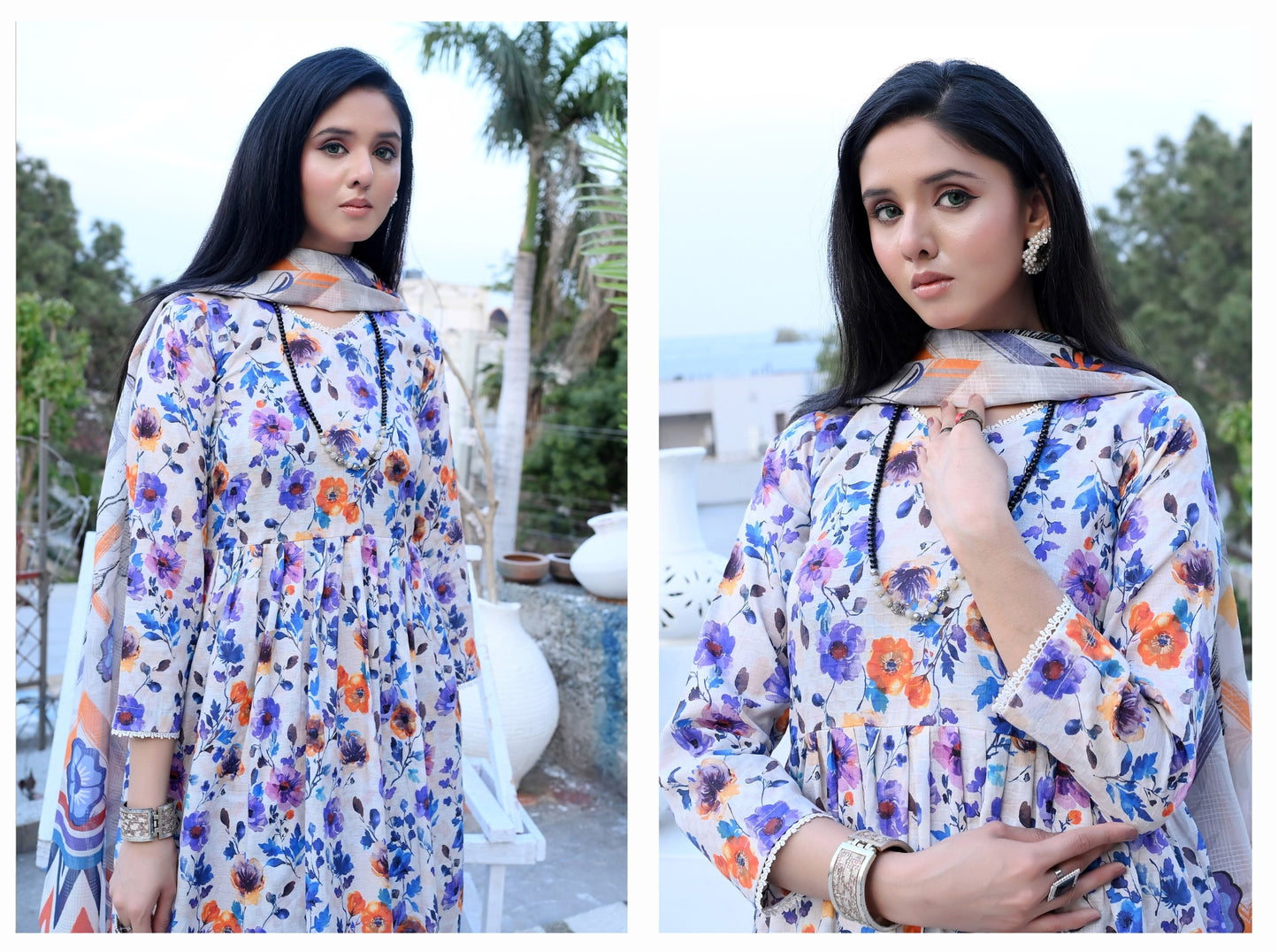 ✨ Mustani | 3-Piece Unstitched Suit with Vell Dupatta ✨ 🌸 Digitally Printed | Box Design | Elegant Look 🌸