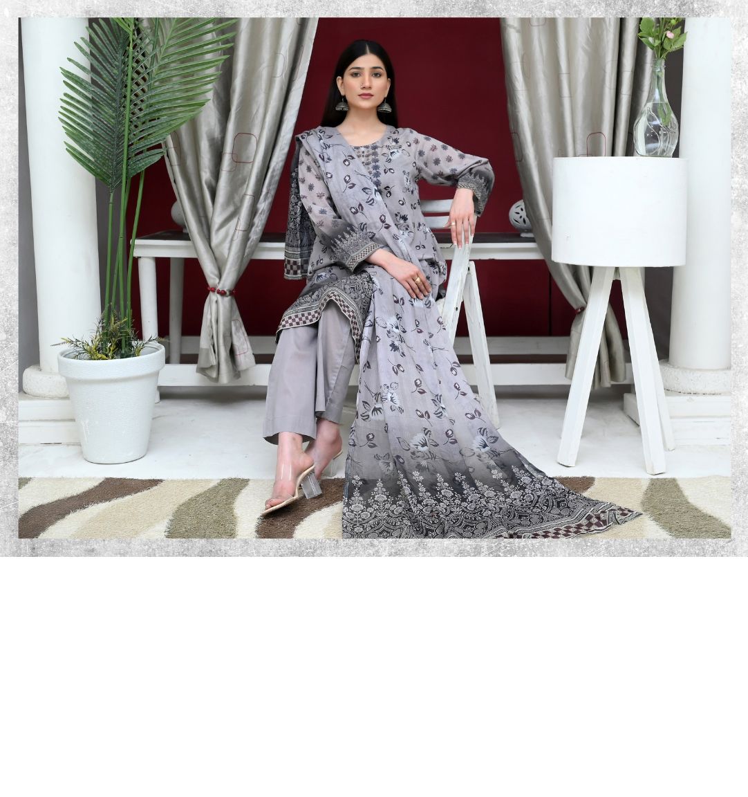 ✨ Tabeer | 3-Piece Unstitched Suit with Box Style Vell Dupatta ✨