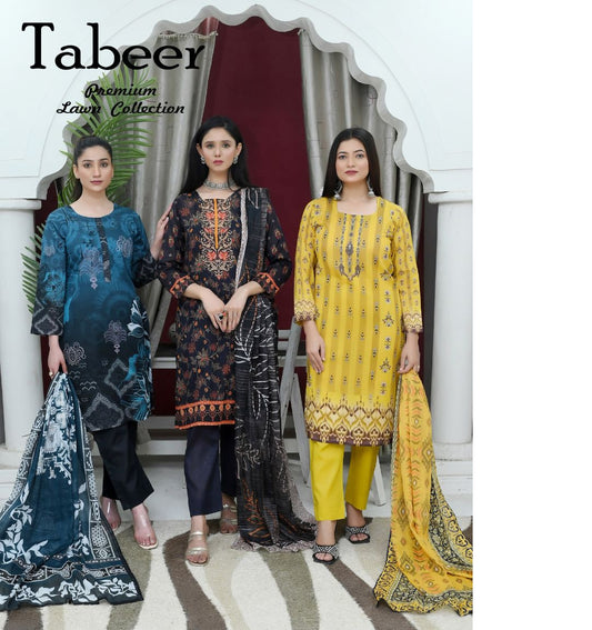 ✨ Tabeer | 3-Piece Unstitched Suit with Box Style Vell Dupatta ✨