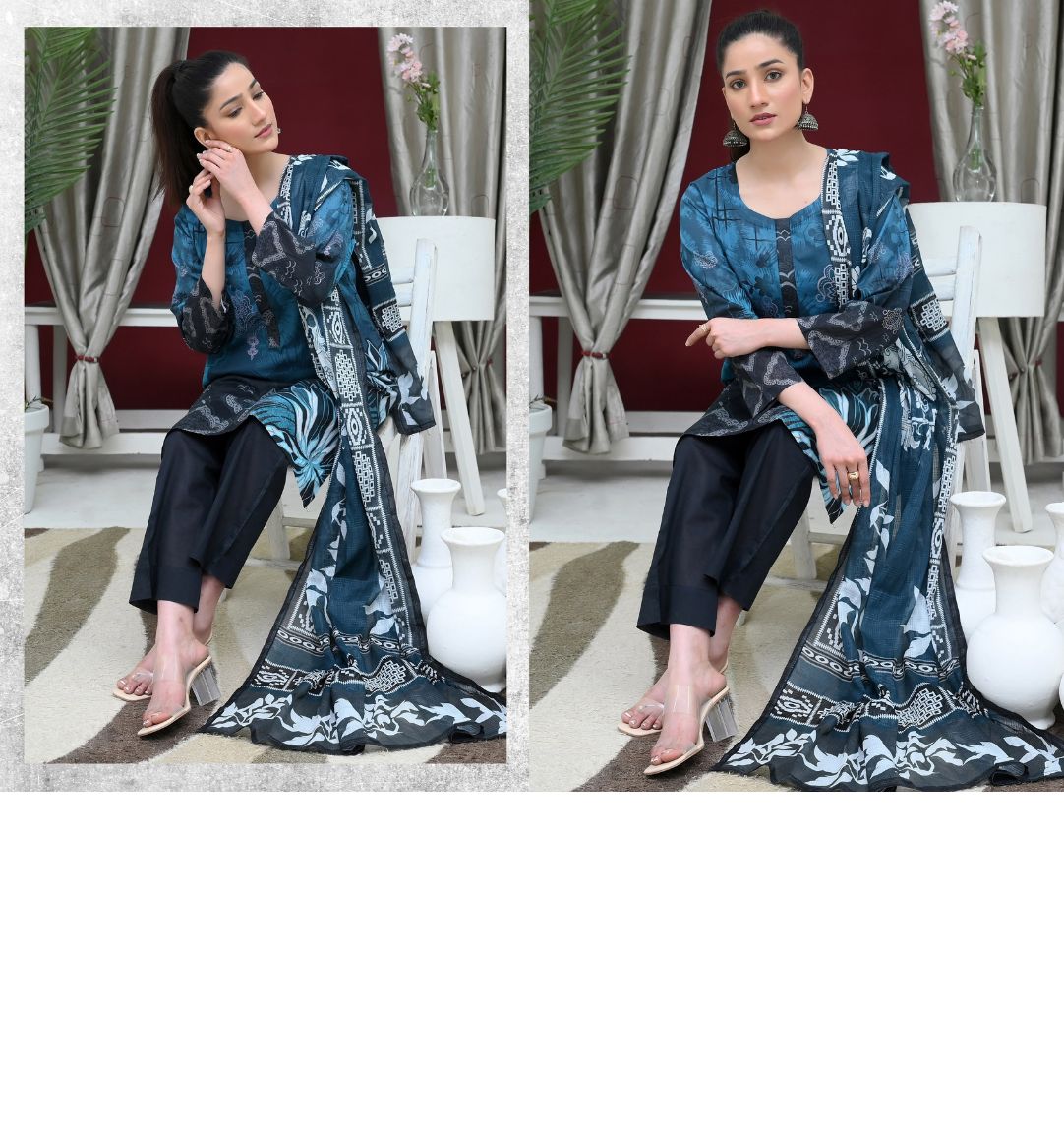 ✨ Tabeer | 3-Piece Unstitched Suit with Box Style Vell Dupatta ✨
