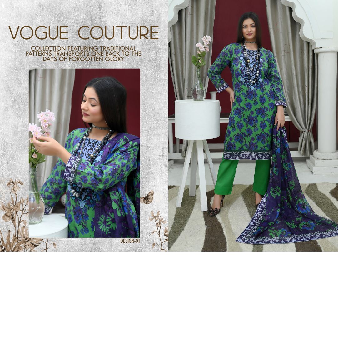 ✨ Tabeer | 3-Piece Unstitched Suit with Box Style Vell Dupatta ✨