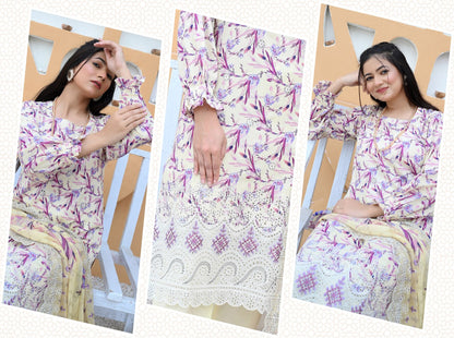 Florence - Festive Embroidered Luxury Lawn (Mustard Black)