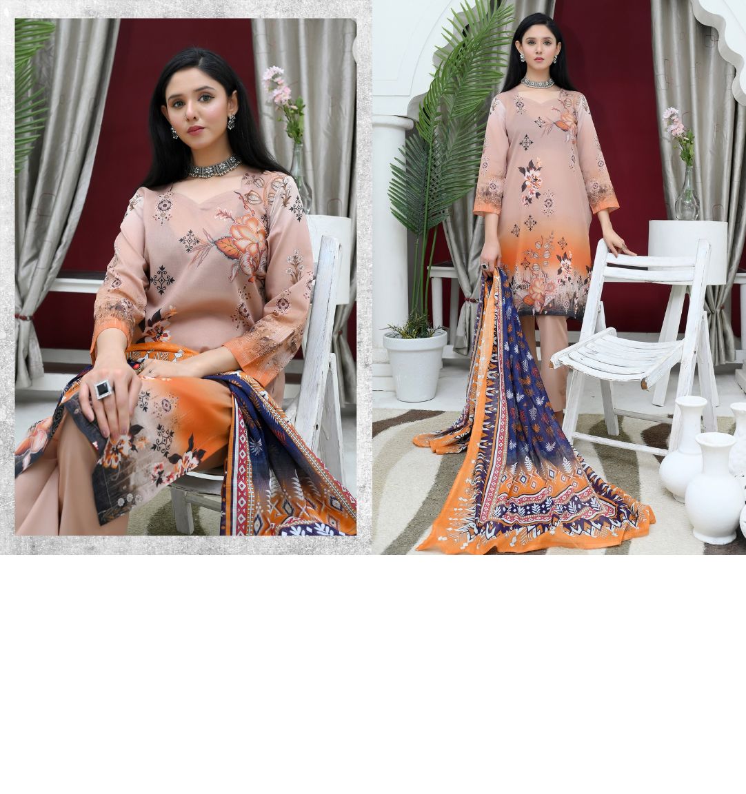 ✨ Tabeer | 3-Piece Unstitched Suit with Box Style Vell Dupatta ✨