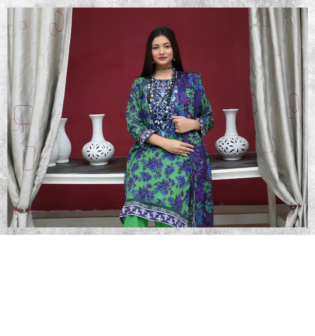 ✨ Tabeer | 3-Piece Unstitched Suit with Box Style Vell Dupatta ✨