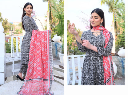 ✨ Mustani | 3-Piece Unstitched Suit with Vell Dupatta ✨ 🌸 Digitally Printed | Box Design | Elegant Look 🌸